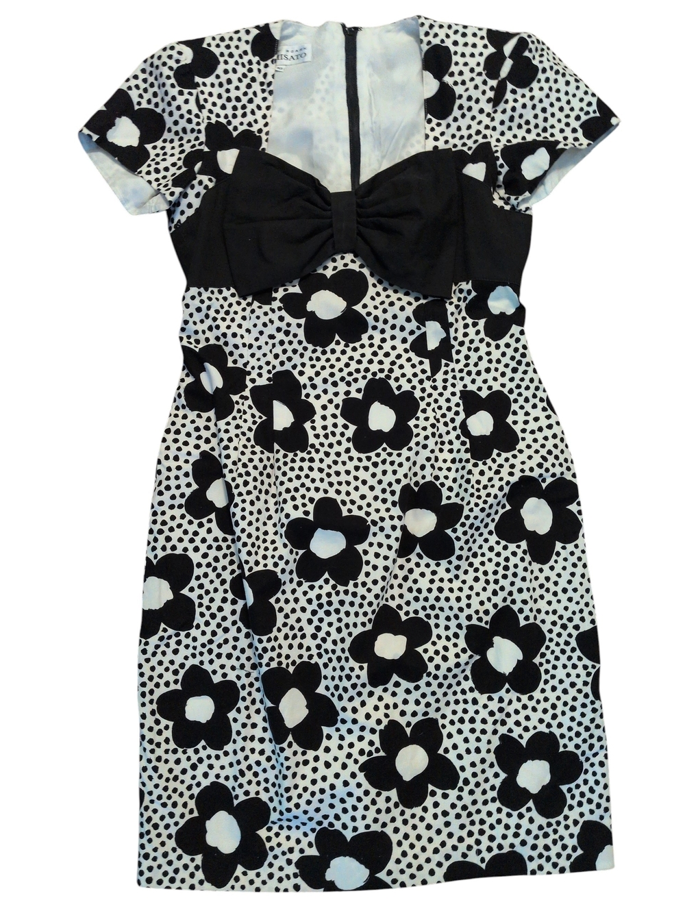 Gary Roark Black and White Floral Bow-Front Formal Dress Woman's Size 10